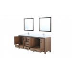 Ziva 84" Rustic Barnwood Double Vanity, Cultured Marble Top, White Square Sink and 34" Mirrors