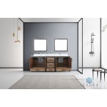 Ziva 84" Rustic Barnwood Double Vanity, Cultured Marble Top, White Square Sink and 34" Mirrors