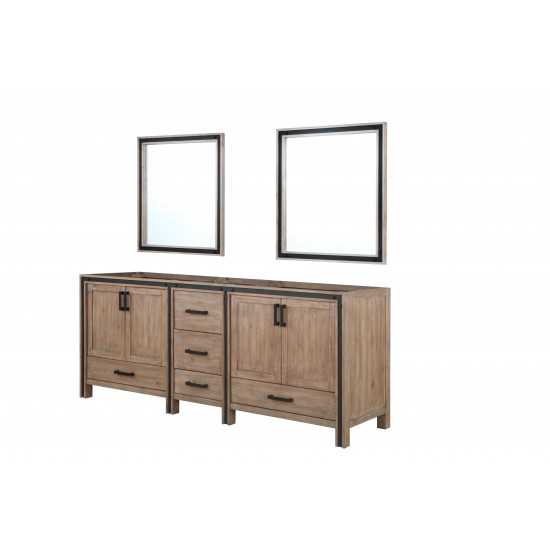 Ziva 84" Rustic Barnwood Double Vanity, no Top and 34" Mirrors