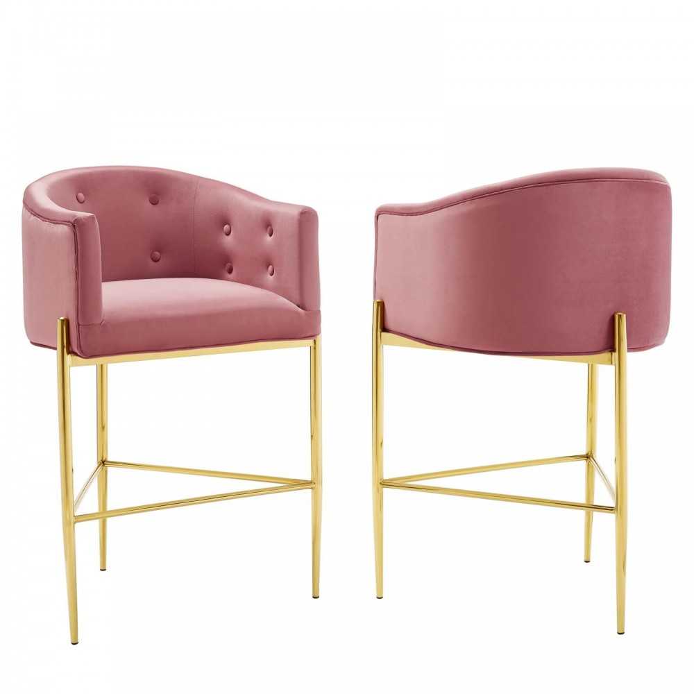 Savour Tufted Performance Velvet Bar Stool Set of 2 Savour Tufted Performance Velvet Bar Stool Set of 2