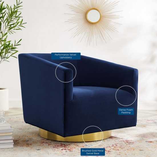 Twist Accent Lounge Performance Velvet Swivel Chair
