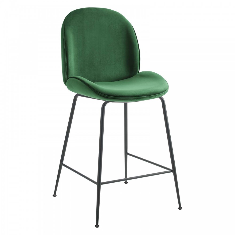 Scoop Black Powder Coated Steel Leg Performance Velvet Counter Stool Scoop Black Powder Coated Steel Leg Performance Velvet Counter Stool