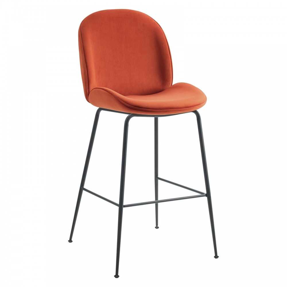 Scoop Black Powder Coated Steel Leg Performance Velvet Bar Stool Scoop Black Powder Coated Steel Leg Performance Velvet Bar Stool
