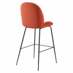 Scoop Black Powder Coated Steel Leg Performance Velvet Bar Stool