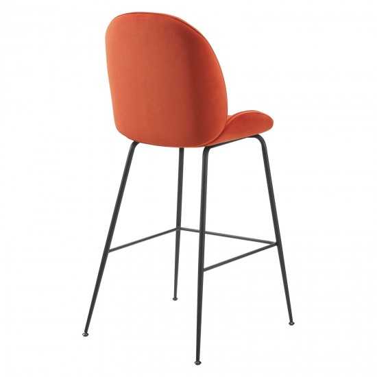 Scoop Black Powder Coated Steel Leg Performance Velvet Bar Stool