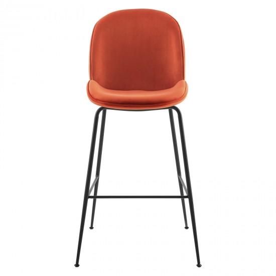 Scoop Black Powder Coated Steel Leg Performance Velvet Bar Stool