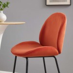 Scoop Black Powder Coated Steel Leg Performance Velvet Bar Stool