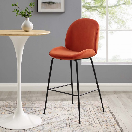 Scoop Black Powder Coated Steel Leg Performance Velvet Bar Stool