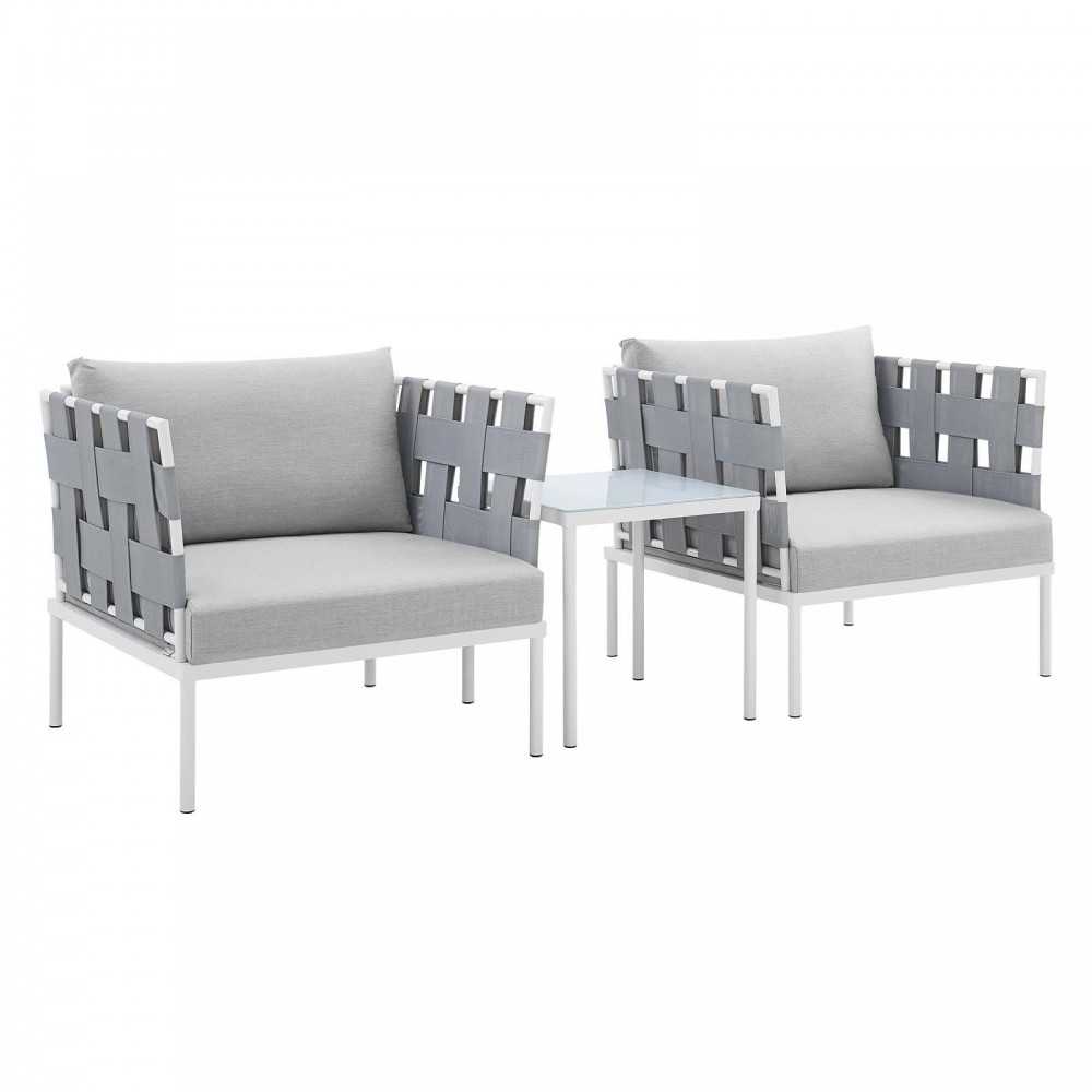 Harmony 3-Piece Sunbrella® Outdoor Patio Aluminum Seating Set Harmony 3-Piece Sunbrella® Outdoor Patio Aluminum Seating Set