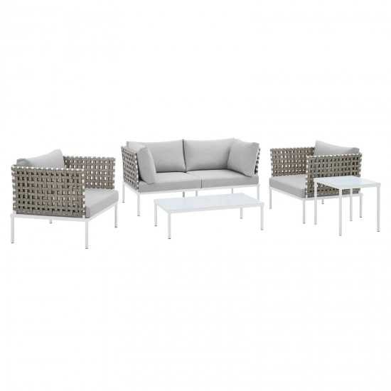 Harmony 5-Piece Sunbrella® Basket Weave Outdoor Patio Aluminum Seating Set