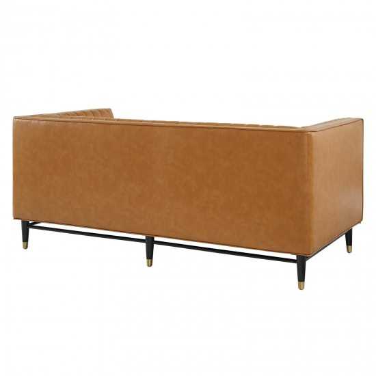 Devote Channel Tufted Vegan Leather Loveseat