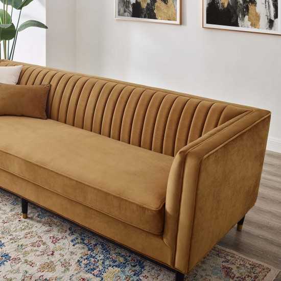 Devote Channel Tufted Performance Velvet Sofa