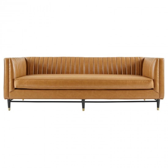 Devote Channel Tufted Vegan Leather Sofa