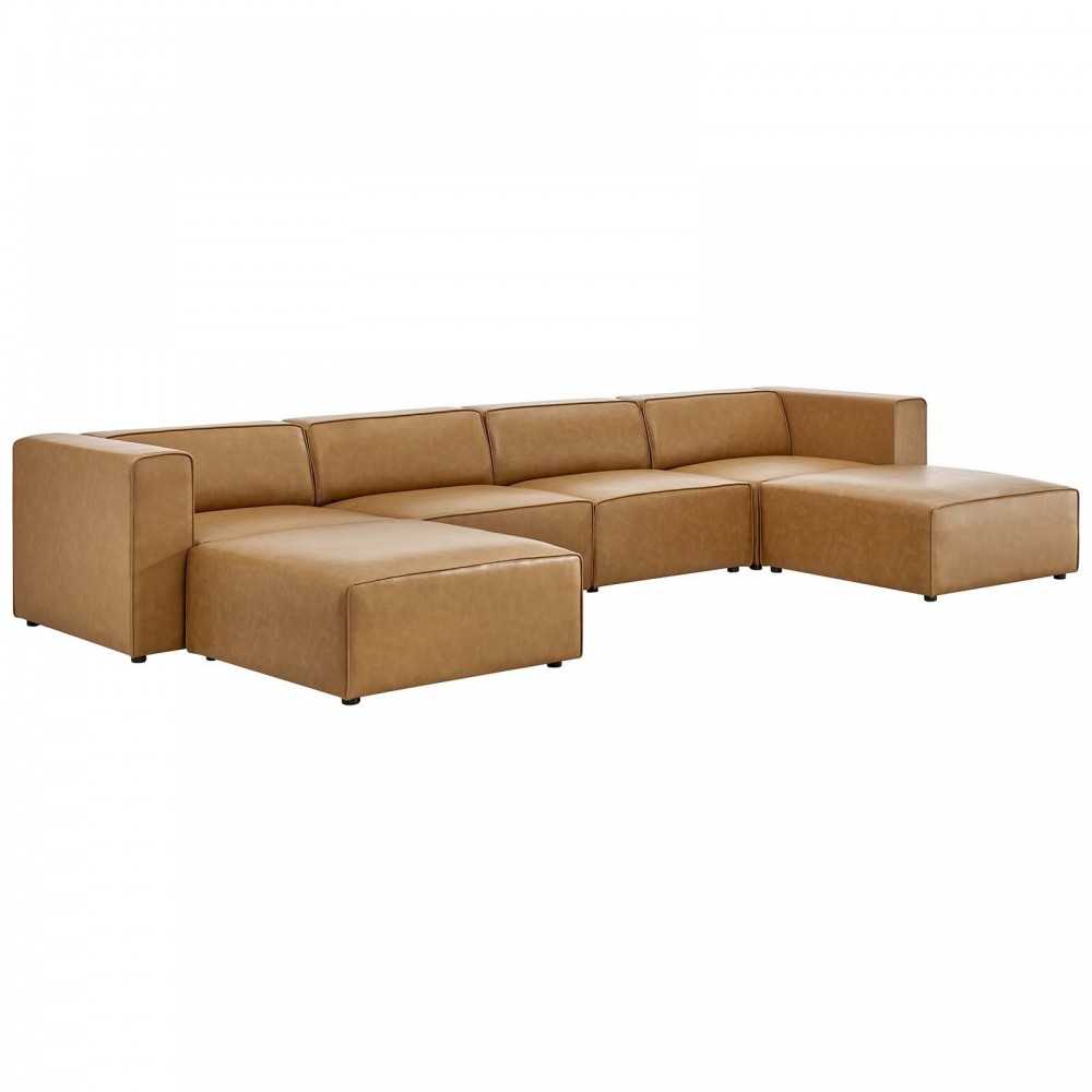 Mingle Vegan Leather 4-Piece Sofa and 2 Ottomans Set