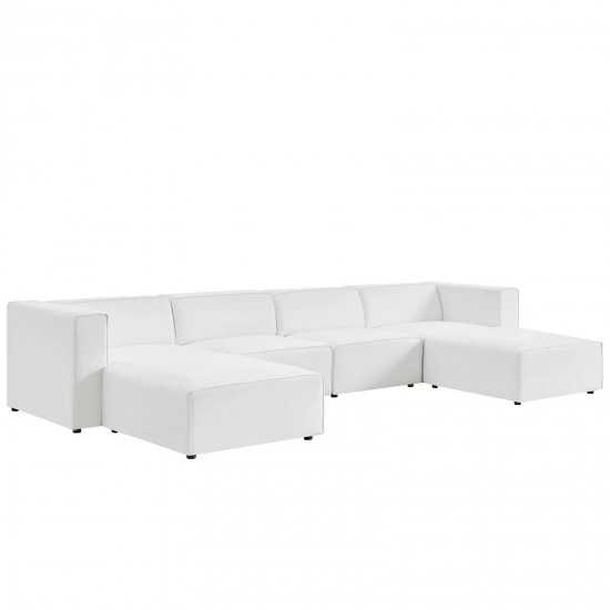 Mingle Vegan Leather 4-Piece Sofa and 2 Ottomans Set