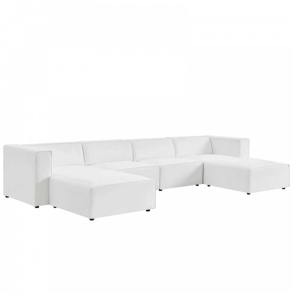 Mingle Vegan Leather 4-Piece Sofa and 2 Ottomans Set