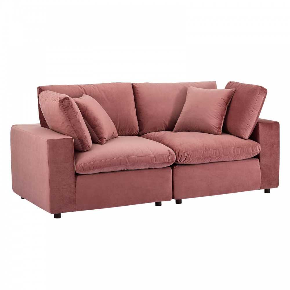 Commix Down Filled Overstuffed Performance Velvet Loveseat Commix Down Filled Overstuffed Performance Velvet Loveseat