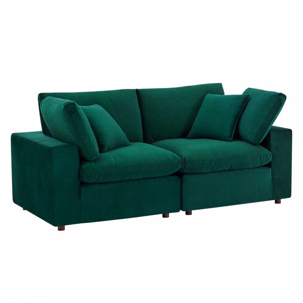 Commix Down Filled Overstuffed Performance Velvet Loveseat