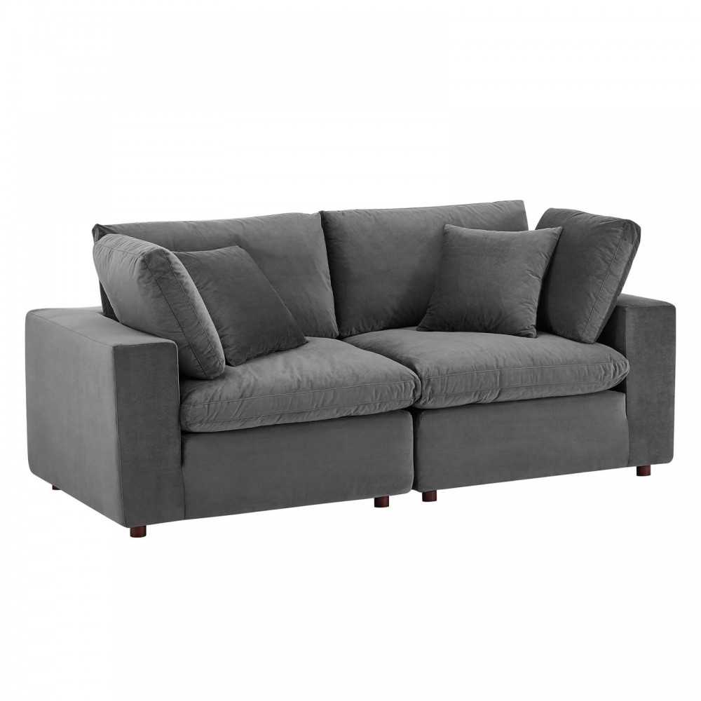 Commix Down Filled Overstuffed Performance Velvet Loveseat Commix Down Filled Overstuffed Performance Velvet Loveseat