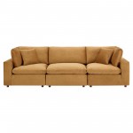 Commix Down Filled Overstuffed Performance Velvet 3-Seater Sofa