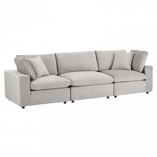 Commix Down Filled Overstuffed Performance Velvet 3-Seater Sofa