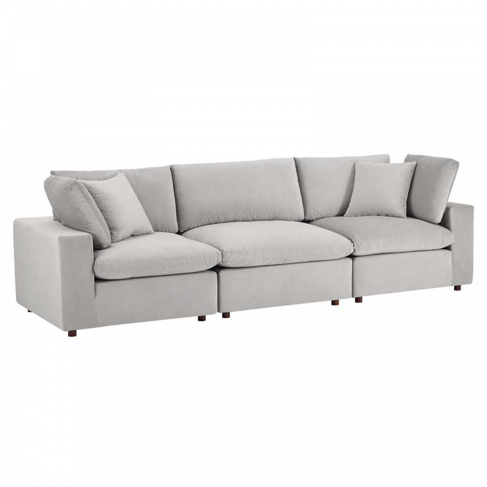 Commix Down Filled Overstuffed Performance Velvet 3-Seater Sofa Commix Down Filled Overstuffed Performance Velvet 3-Seater Sofa