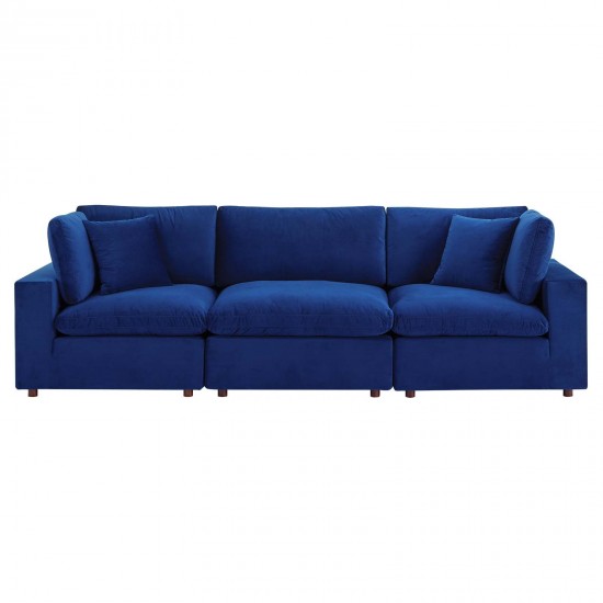 Commix Down Filled Overstuffed Performance Velvet 3-Seater Sofa