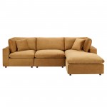 Commix Down Filled Overstuffed Performance Velvet 4-Piece Sectional Sofa