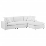 Commix Down Filled Overstuffed Performance Velvet 4-Piece Sectional Sofa