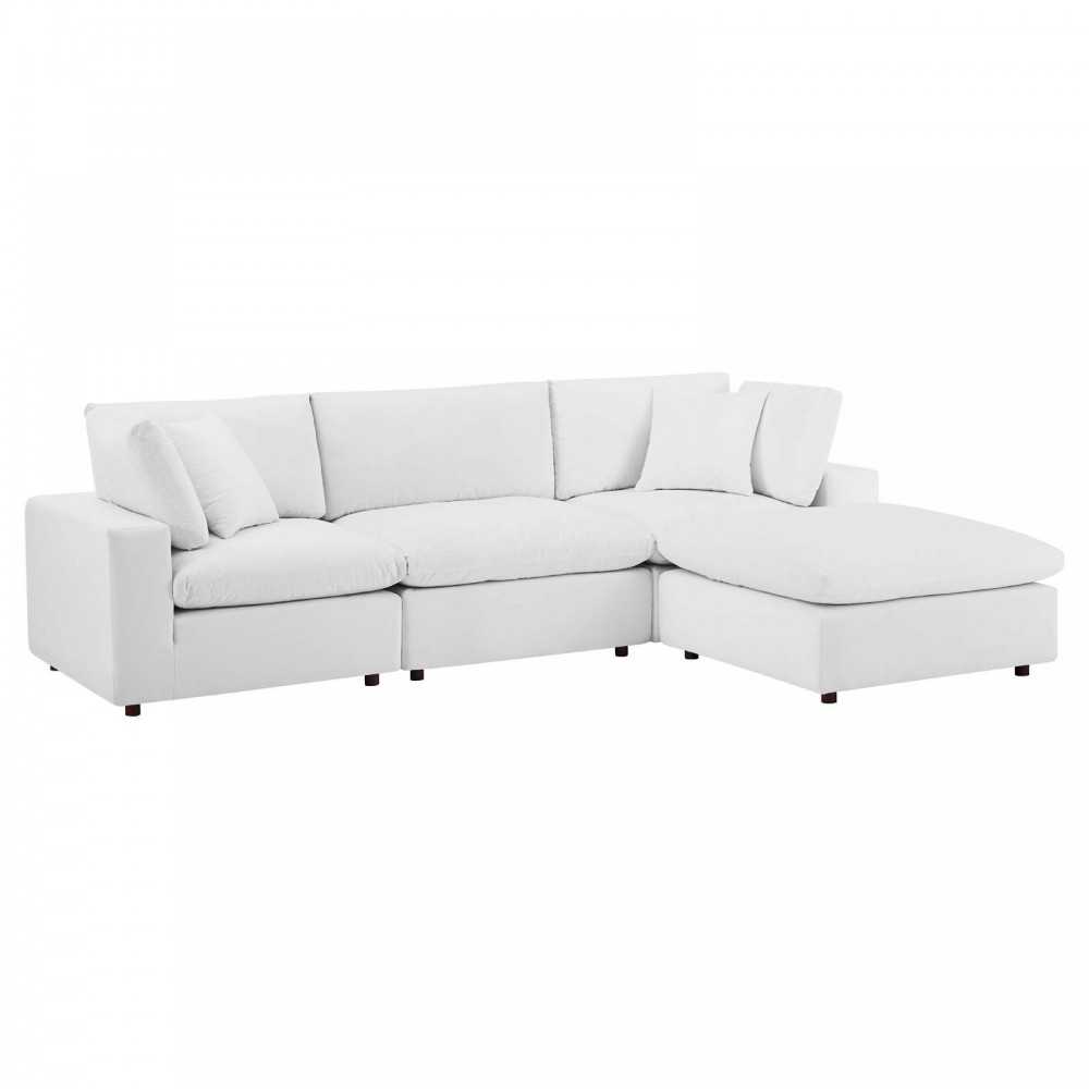 Commix Down Filled Overstuffed Performance Velvet 4-Piece Sectional Sofa