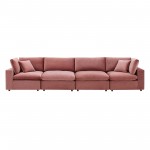 Commix Down Filled Overstuffed Performance Velvet 4-Seater Sofa