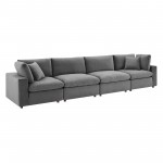 Commix Down Filled Overstuffed Performance Velvet 4-Seater Sofa