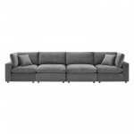 Commix Down Filled Overstuffed Performance Velvet 4-Seater Sofa