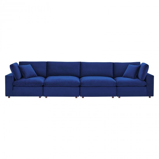 Commix Down Filled Overstuffed Performance Velvet 4-Seater Sofa