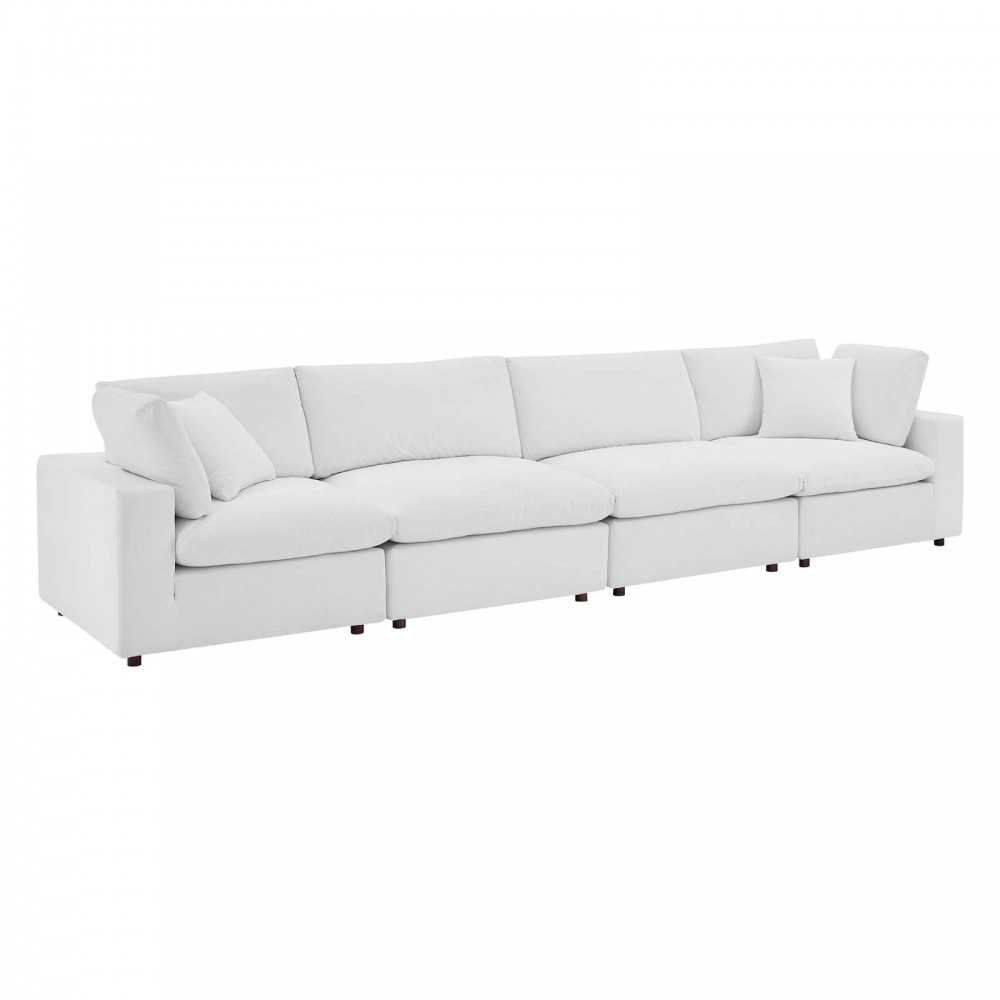 Commix Down Filled Overstuffed Performance Velvet 4-Seater Sofa