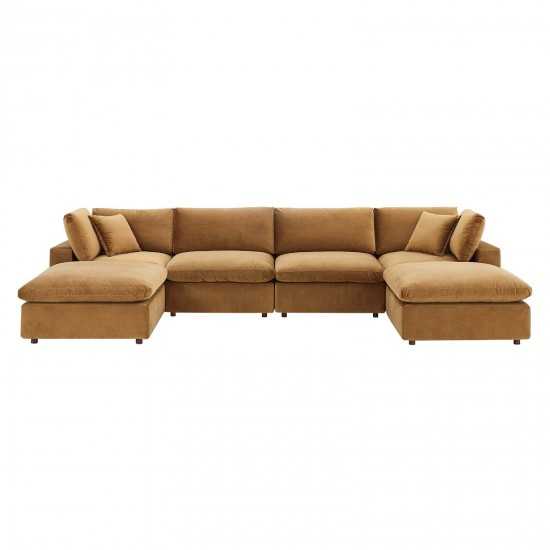 Commix Down Filled Overstuffed Performance Velvet 6-Piece Sectional Sofa