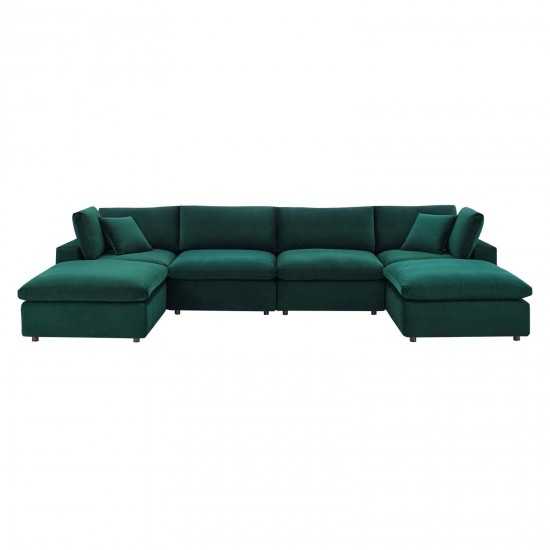 Commix Down Filled Overstuffed Performance Velvet 6-Piece Sectional Sofa