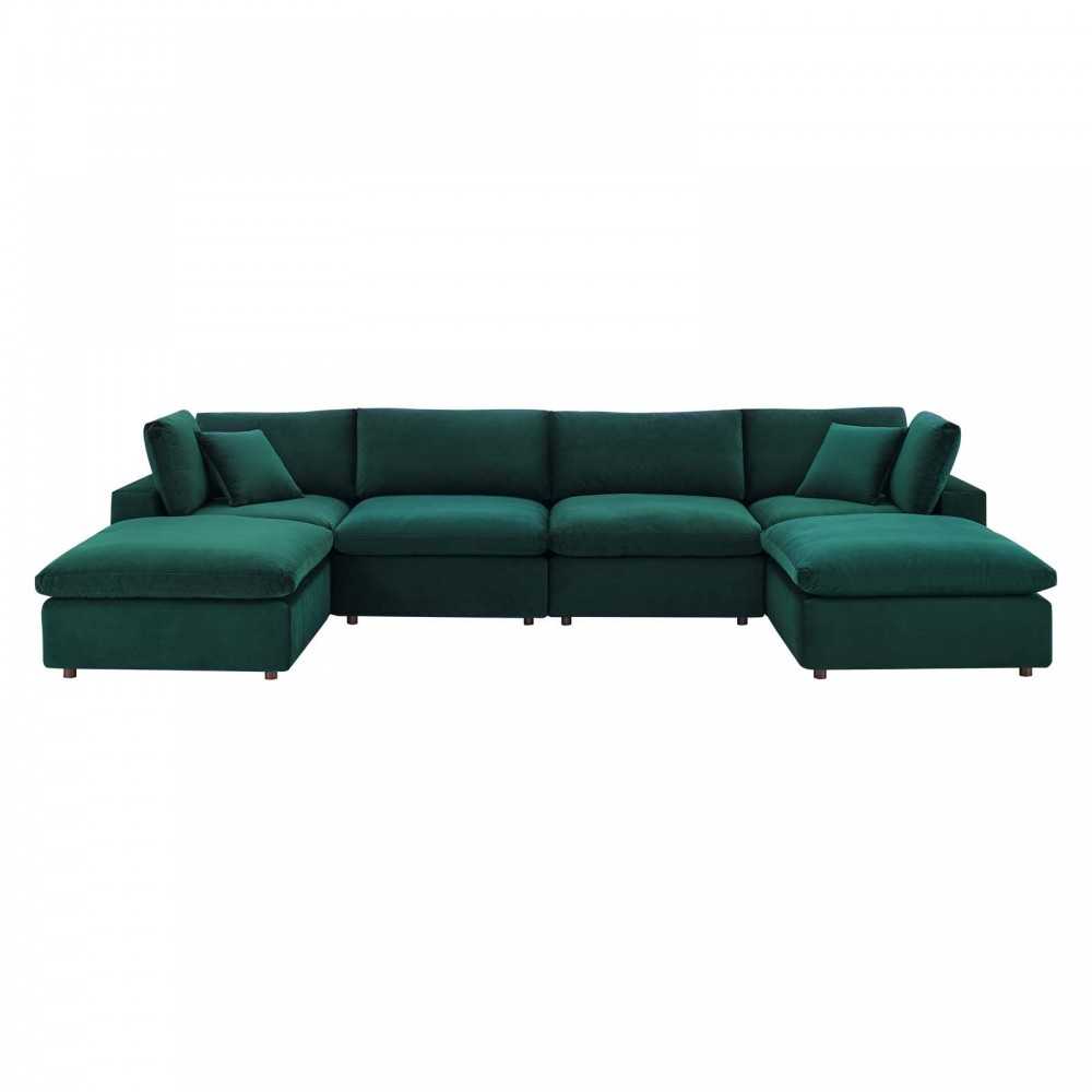 Commix Down Filled Overstuffed Performance Velvet 6-Piece Sectional Sofa