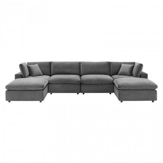 Commix Down Filled Overstuffed Performance Velvet 6-Piece Sectional Sofa