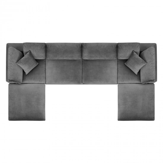 Commix Down Filled Overstuffed Performance Velvet 6-Piece Sectional Sofa