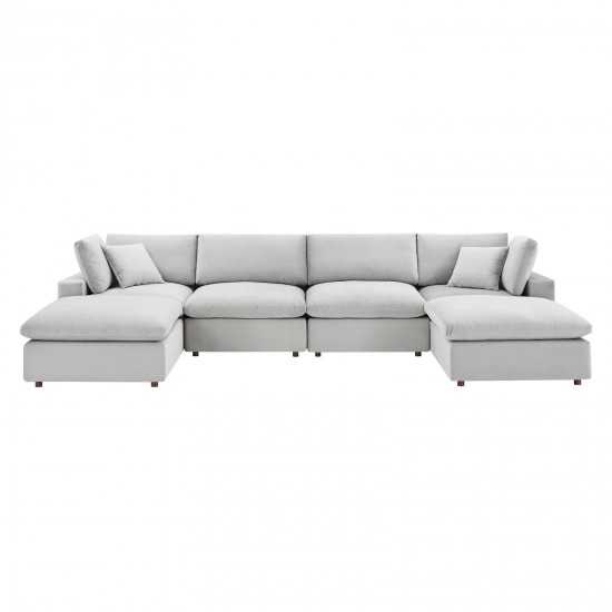 Commix Down Filled Overstuffed Performance Velvet 6-Piece Sectional Sofa