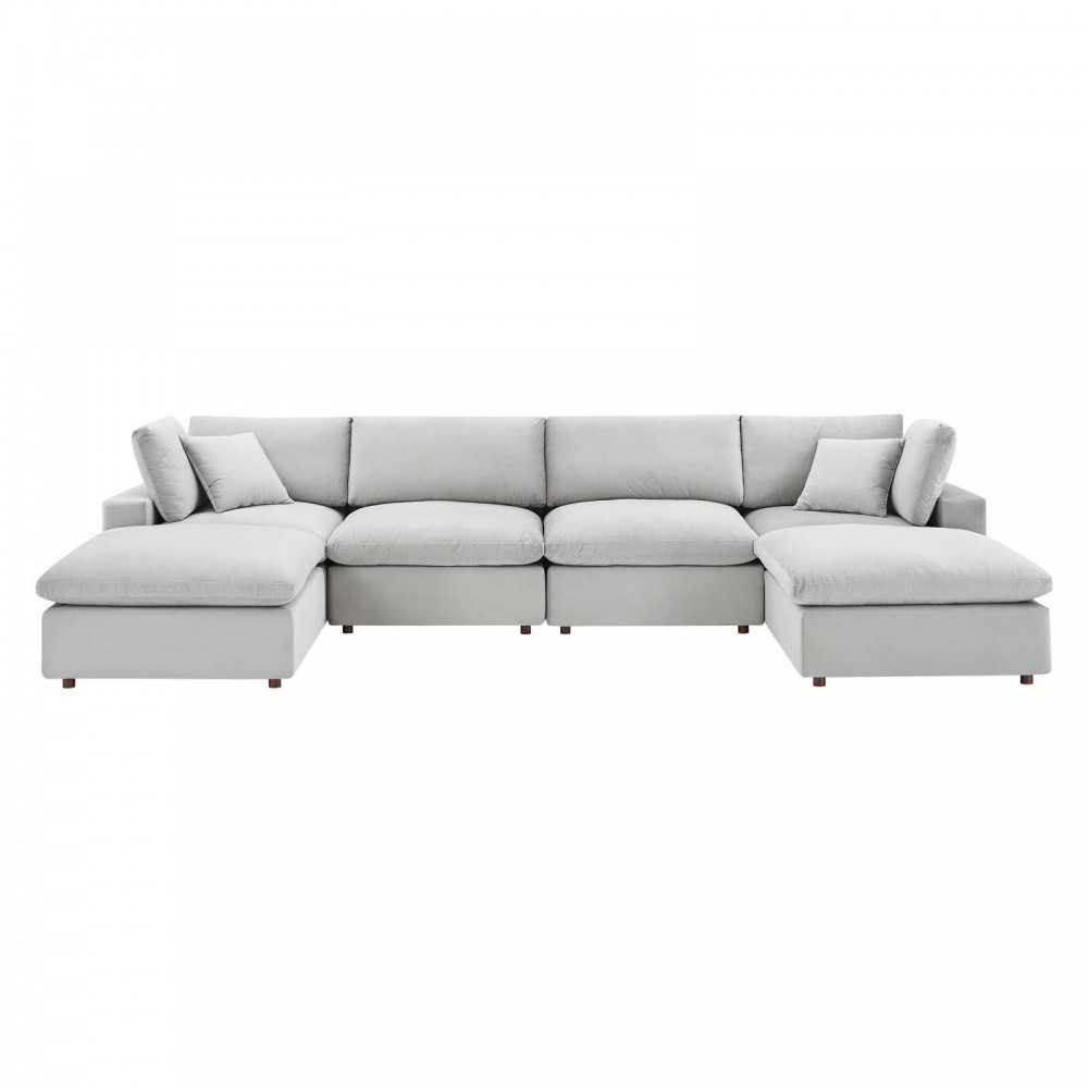 Commix Down Filled Overstuffed Performance Velvet 6-Piece Sectional Sofa