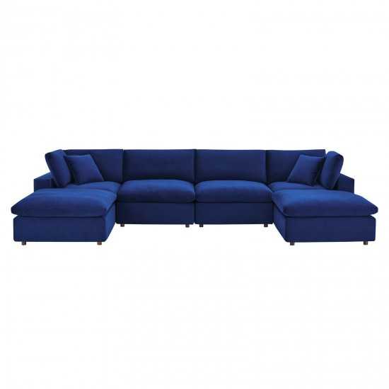 Commix Down Filled Overstuffed Performance Velvet 6-Piece Sectional Sofa