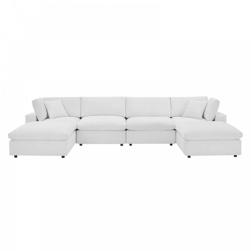Commix Down Filled Overstuffed Performance Velvet 6-Piece Sectional Sofa Commix Down Filled Overstuffed Performance Velvet 6-Piece Sectional Sofa