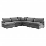 Commix Down Filled Overstuffed Performance Velvet 5-Piece Sectional Sofa