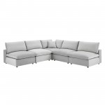 Commix Down Filled Overstuffed Performance Velvet 5-Piece Sectional Sofa