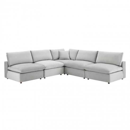 Commix Down Filled Overstuffed Performance Velvet 5-Piece Sectional Sofa