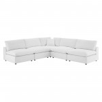 Commix Down Filled Overstuffed Performance Velvet 5-Piece Sectional Sofa