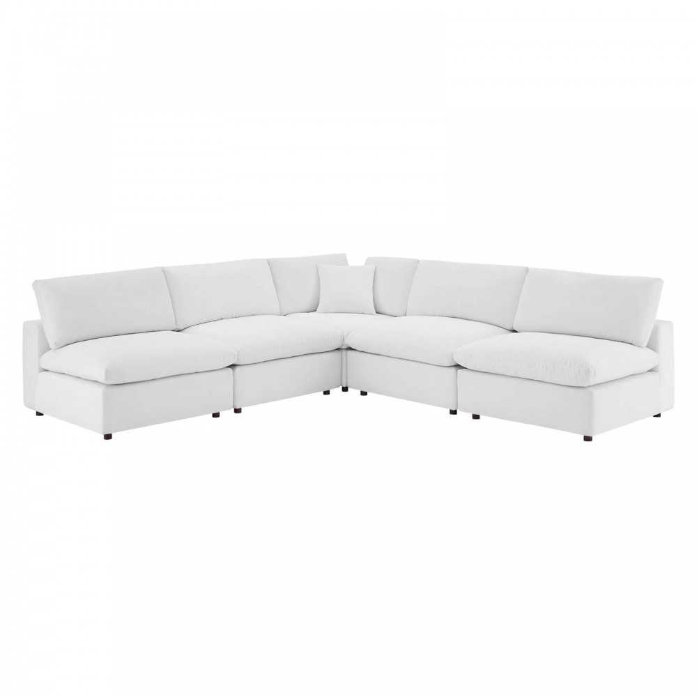 Commix Down Filled Overstuffed Performance Velvet 5-Piece Sectional Sofa