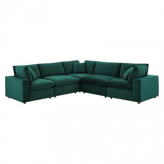 Commix Down Filled Overstuffed Performance Velvet 5-Piece Sectional Sofa